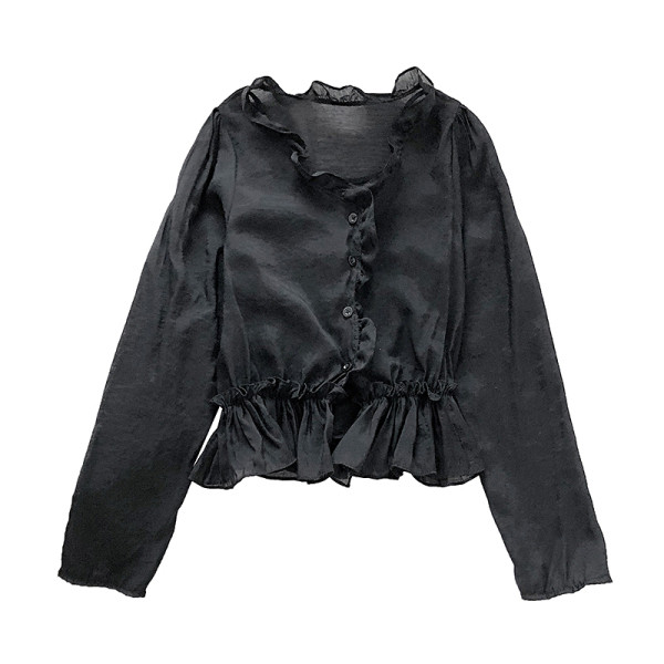 Μοντέρνα γυναικέια μπλούζα με μακριά μανίκια και κουμπιά