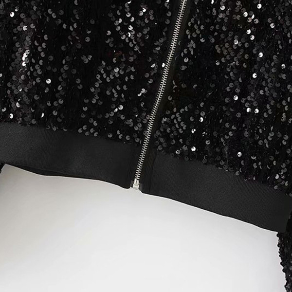 Modern tavaszi-őszi kabát cipzárral és flitterekkel