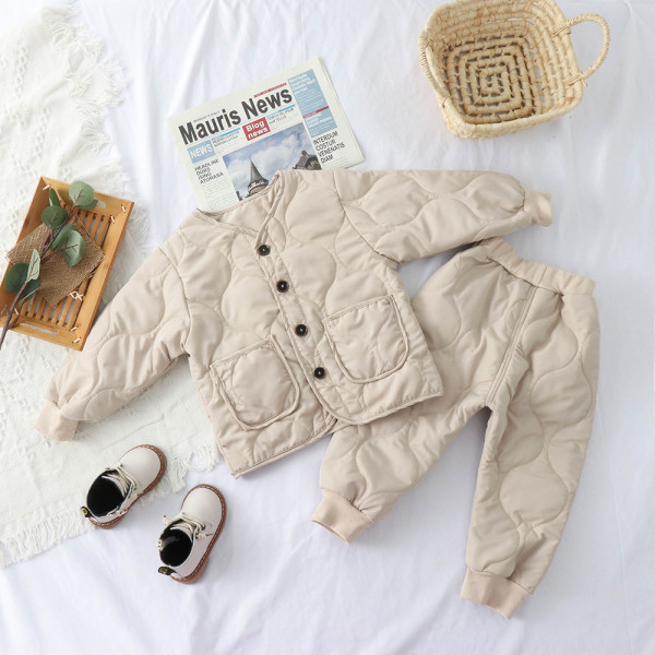 Téli gyerek szett béléssel lányoknak és fiúknak megfelelő kabáttal és nadrággal