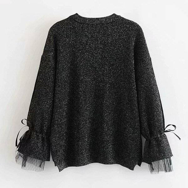 Új modell tavaszi vékony pulóver tülllel és megkötős ujjakkal