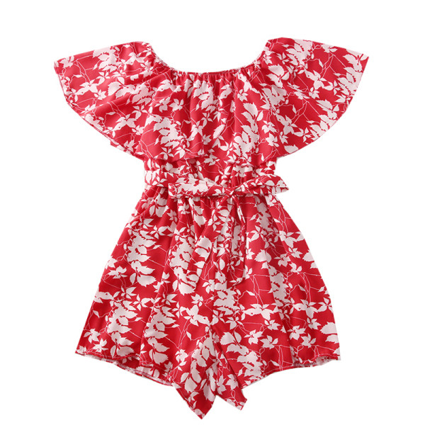 Modern női rövid jumpsuit csónakos nyakkivágással és övvel