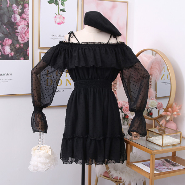 Új modell női sifon ruha csupasz váll - szabású modell