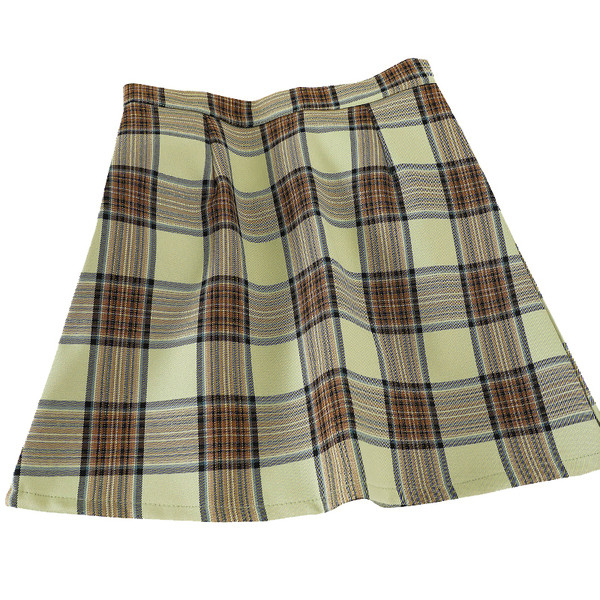 Kockás női szoknya magas derékkal és cipzárral