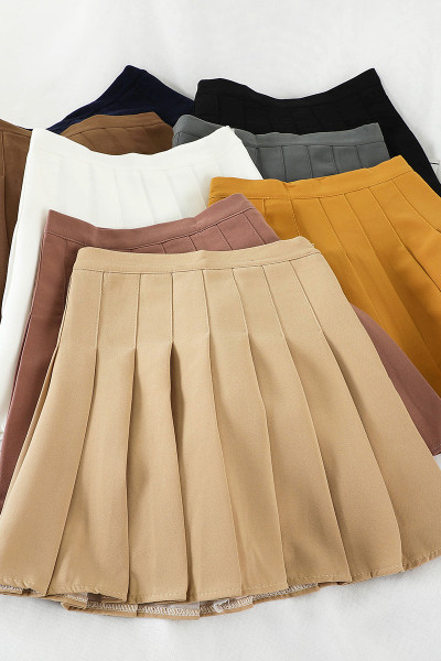 Redős női rövid szoknya magas derékkal és cipzárral