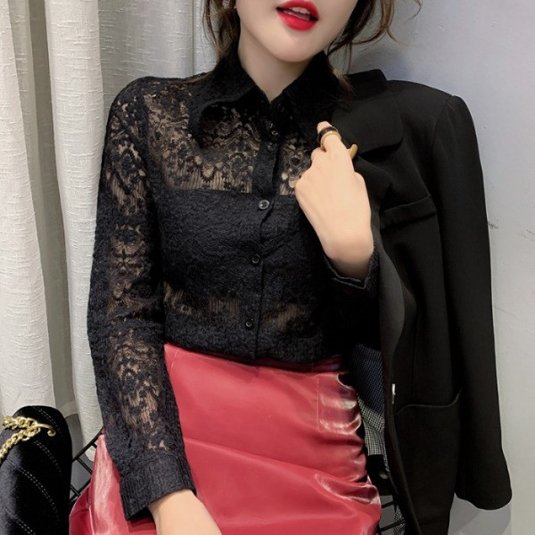 Új modell csipke ing klasszikus modell