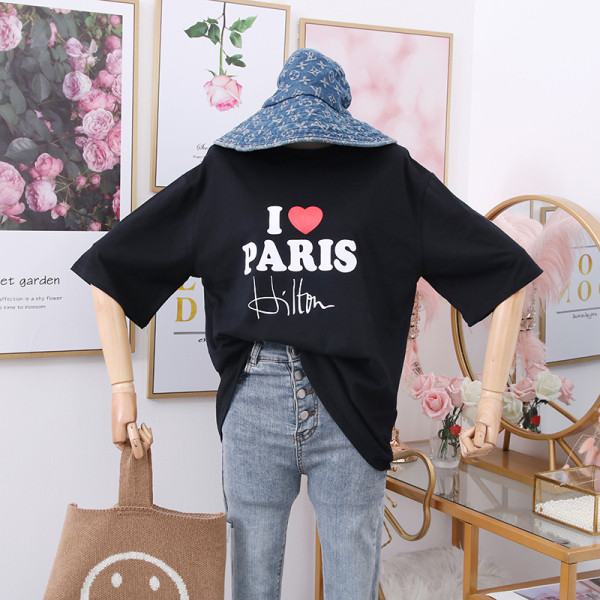 Alkalmi női póló rövid ujjal és mintával