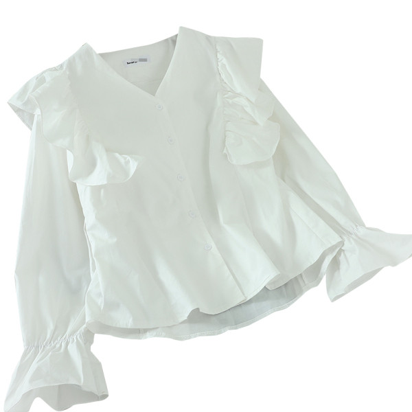 Új modell női ing fürtökkel és V-nyakkal