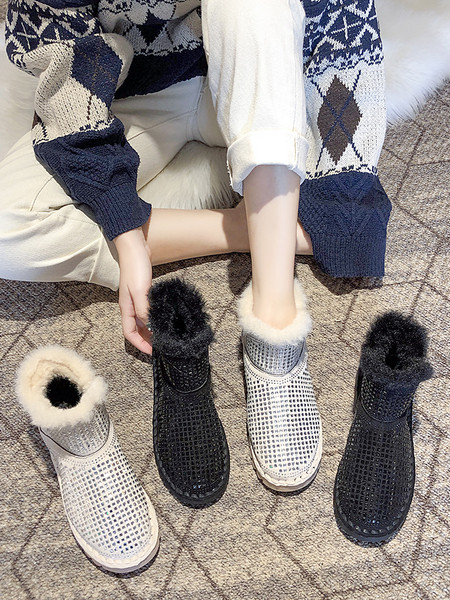 Meleg női csizma puha béléssel, pehellyel és kövekkel