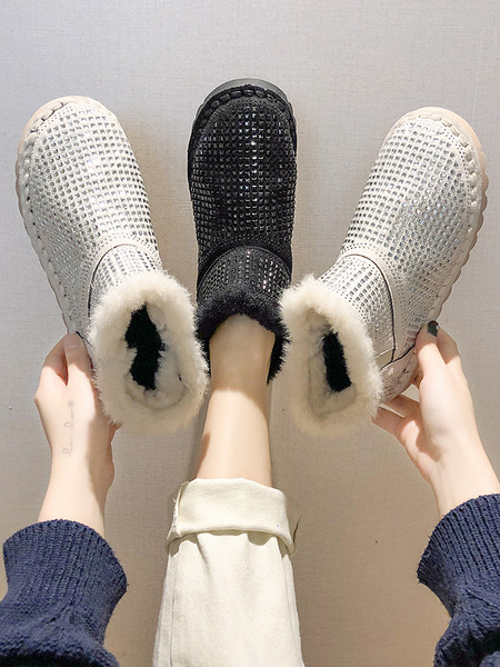 Meleg női csizma puha béléssel, pehellyel és kövekkel