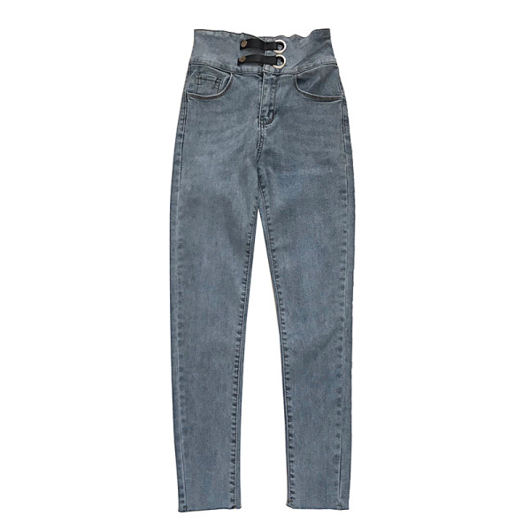 Modern női farmer magas derékkal és zsebekkel Karcsú modell