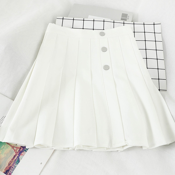 Hajtogatott női szoknya magas derékkal, gombokkal