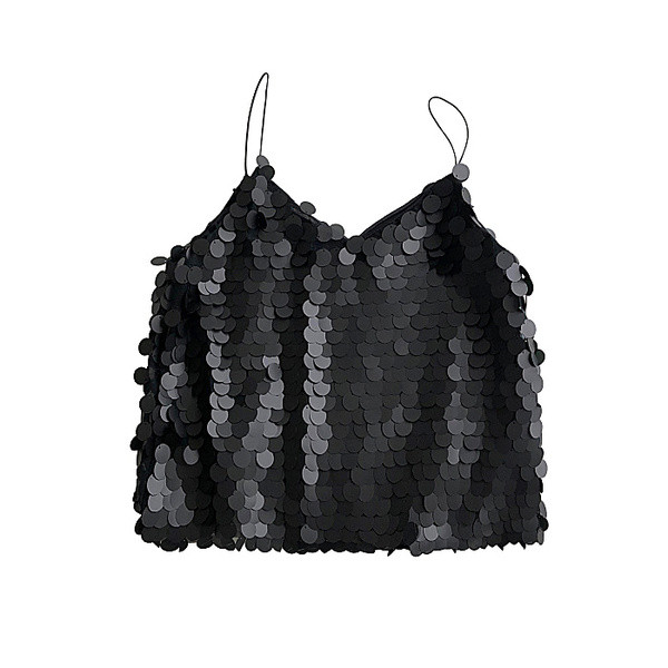 Modern női felső flitterekkel és spitz nyakkivágással