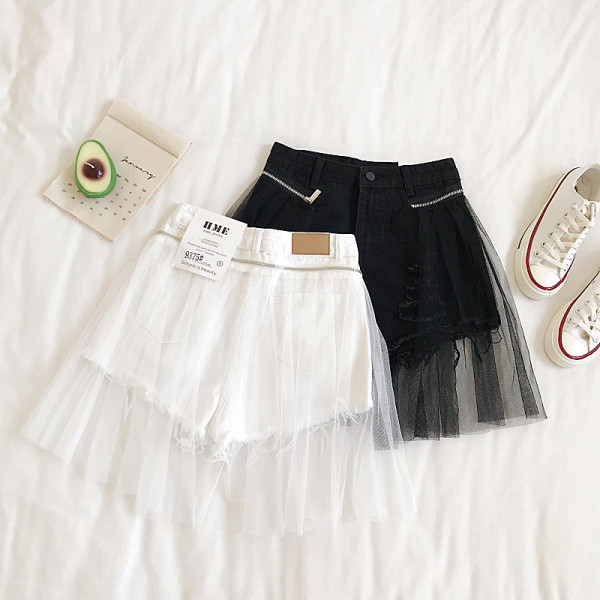 Modern női rövidnadrág tüll szoknya-nadrággal