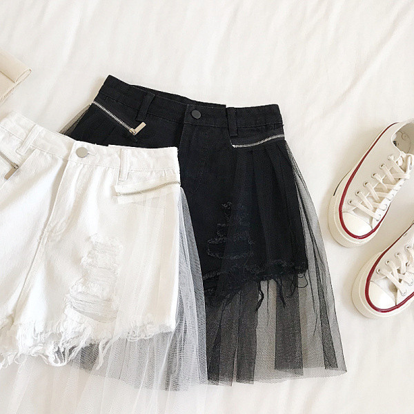 Modern női rövidnadrág tüll szoknya-nadrággal