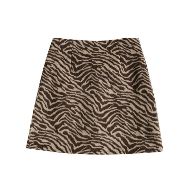 Modern női téli szoknya magas derékkal és állatmintával