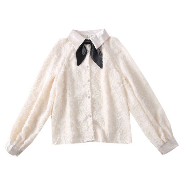 Új modell női ing széles ujjal és klasszikus gallérral