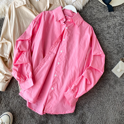 Női alkalmi ing klasszikus gallérral és széles ujjakkal