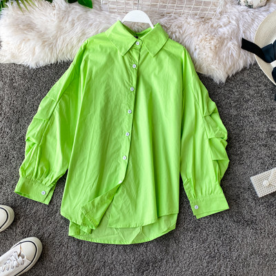 Női alkalmi ing klasszikus gallérral és széles ujjakkal