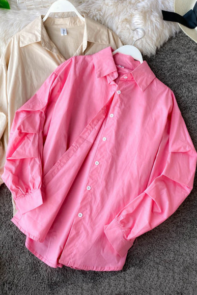 Női alkalmi ing klasszikus gallérral és széles ujjakkal