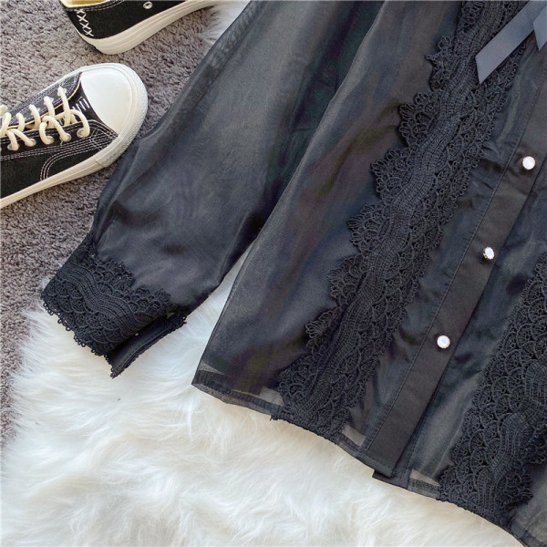 Új modell női ing csipke és tüll ujjakkal