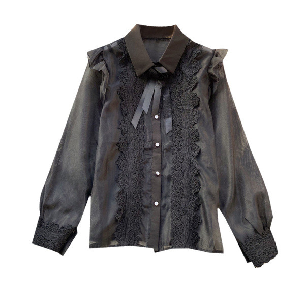 Új modell női ing csipke és tüll ujjakkal