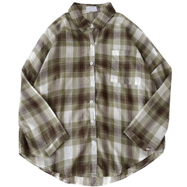 Kockás női ing hosszú ujjal és klasszikus gallérral