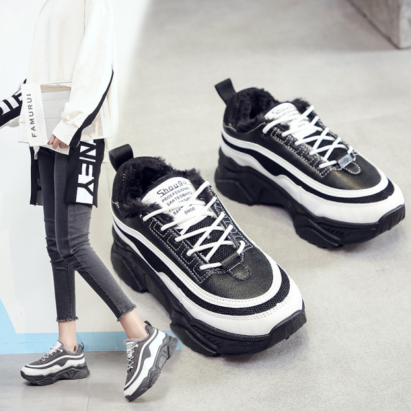 Őszi-téli női tornacipő puha béléssel és durva talppal