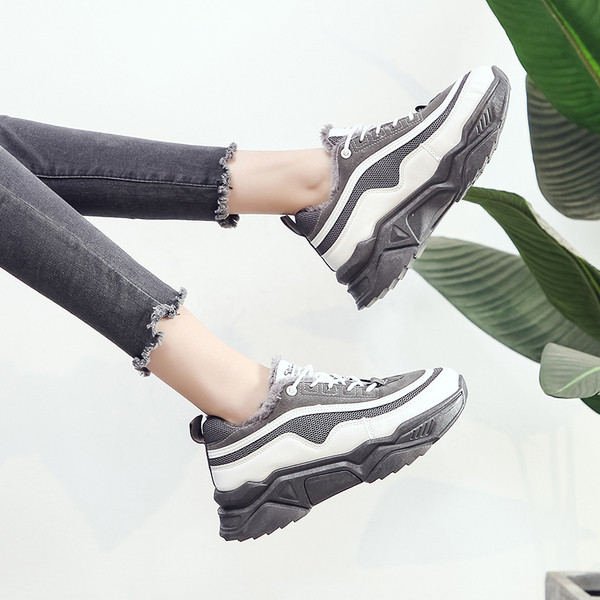 Őszi-téli női tornacipő puha béléssel és durva talppal