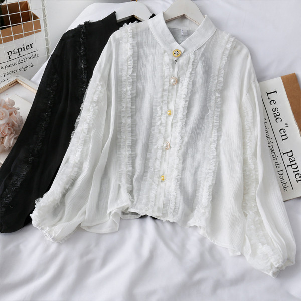 Modern női ing gombokkal és fürtökkel - széles modell