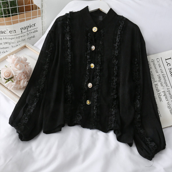 Modern női ing gombokkal és fürtökkel - széles modell