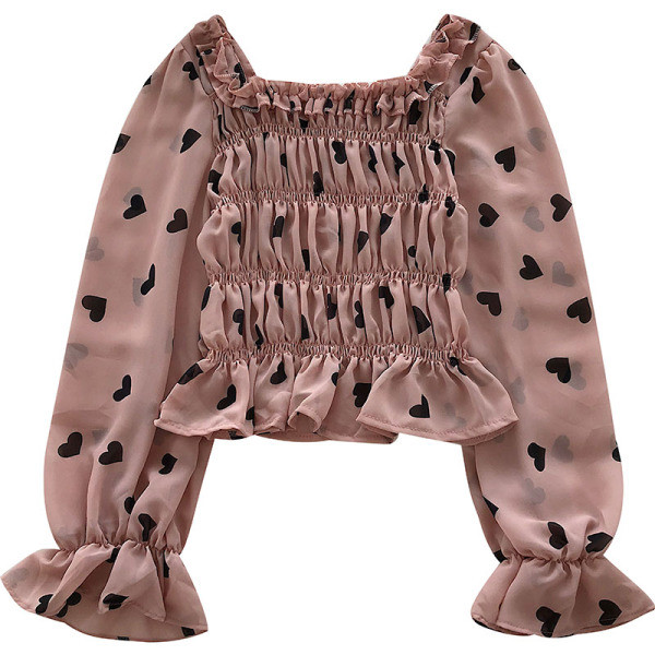 Modern női blúz, hosszú ujjal és négyzet alakú nyakkivágással