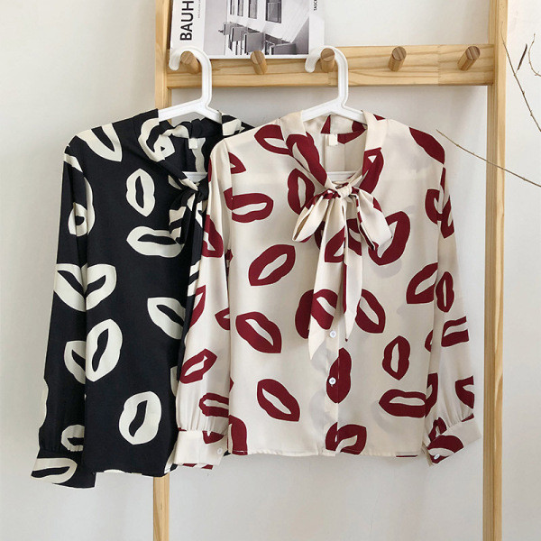 Új modell női ing gombokkal és nyakkendőkkel