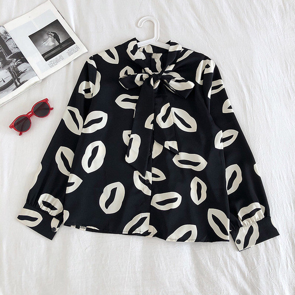 Új modell női ing gombokkal és nyakkendőkkel