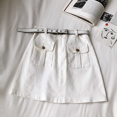 Taskute ja vööga vabaaja naiste seelik - A-joon