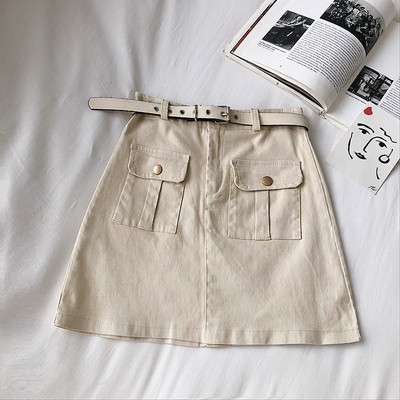 Taskute ja vööga vabaaja naiste seelik - A-joon