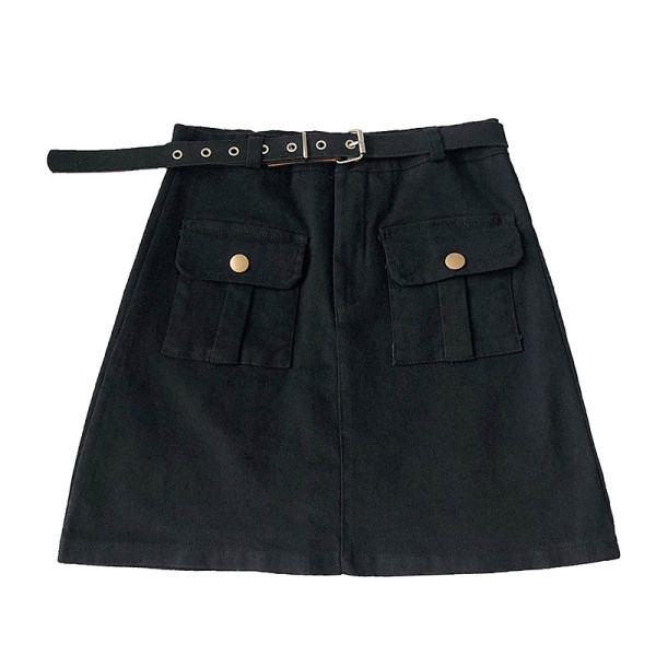 Taskute ja vööga vabaaja naiste seelik - A-joon