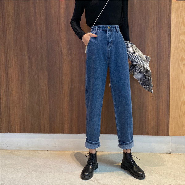 Naiste vabaaja teksade sirge kõrge vöökohaga mudel