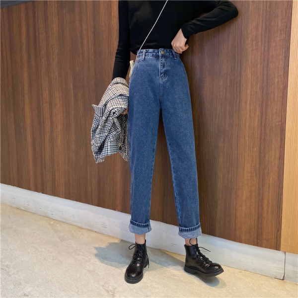 Naiste vabaaja teksade sirge kõrge vöökohaga mudel