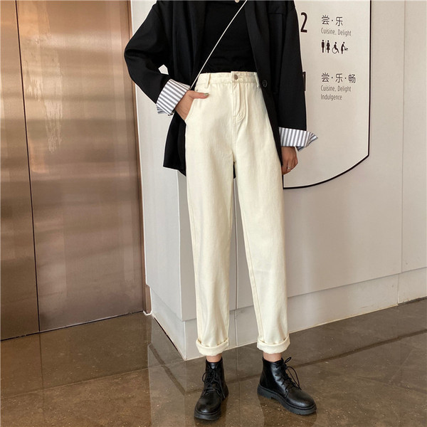 Naiste vabaaja teksade sirge kõrge vöökohaga mudel