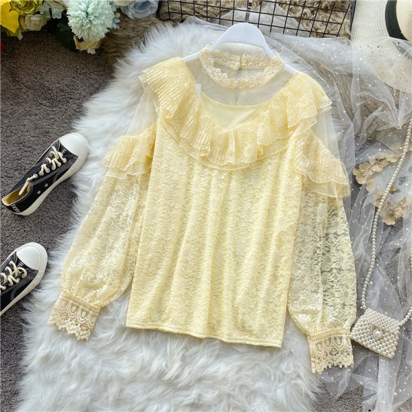 Női csipke ing tüll és hosszú ujjú