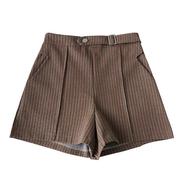 Női rövidnadrág széles modell magas derékkal és övvel