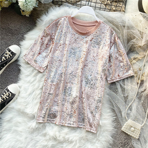 Lühikeste varrukate ja ovaalse kaelusega vabaaja naiste pluus