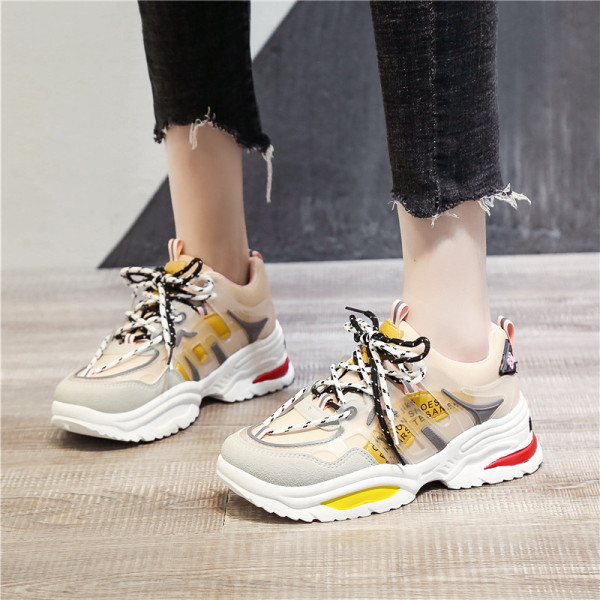 Aktuális női tavaszi-őszi tornacipő durva talppal, színes nyakkendőkkel