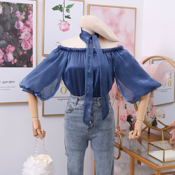 Modern női blúz 3/4-es ujjal és sifon csatlakozással