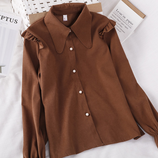 Modern női ing klasszikus gallérral és fürtökkel