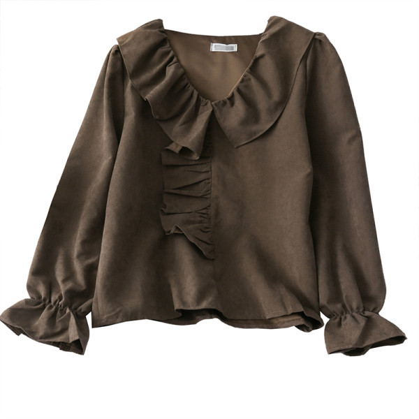 Modern női ing spitz nyakkivágással és fürtökkel