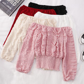 Modern női blúz hosszú ujjal és csónakos nyakkivágással