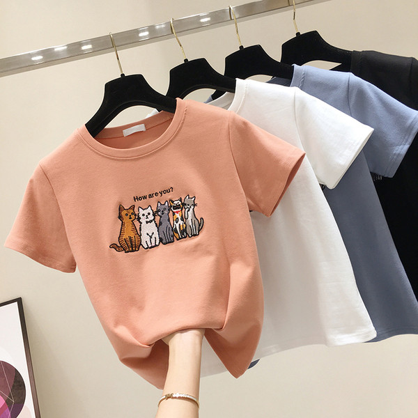 Új modell női póló rövid ujjal és hímzéssel