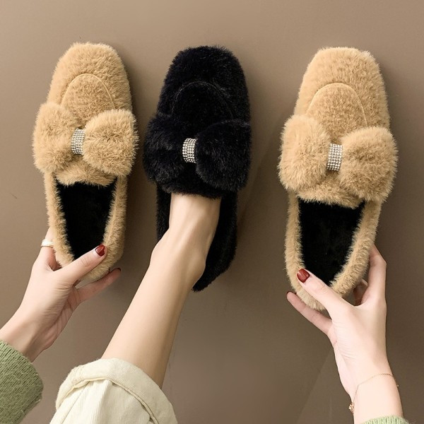 Női alkalmi pehelycipő lapos talppal és szalaggal