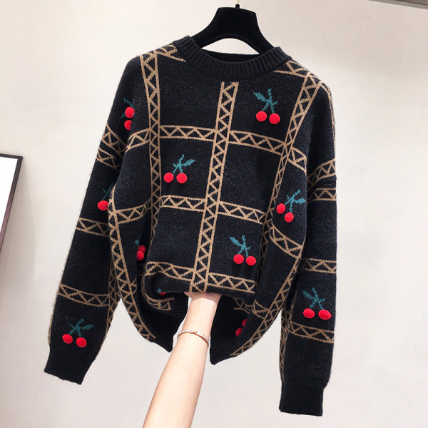 Új modell női pulóver 3D elemekkel, ovális nyakkivágással